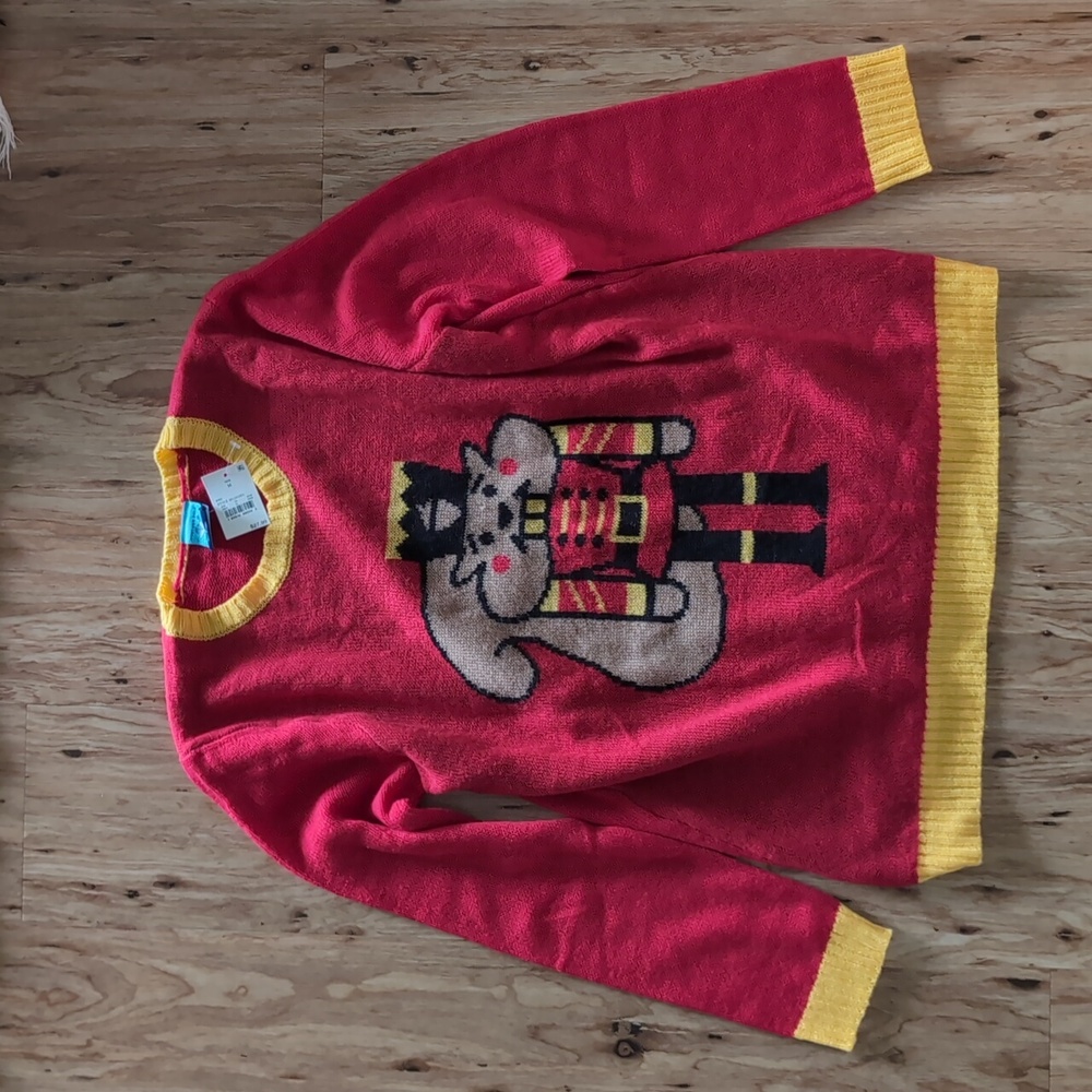 NORTHER POLE Red/Yellow NUTCRACKER Squirrel Ugly Christmas Sweater. Sz.M